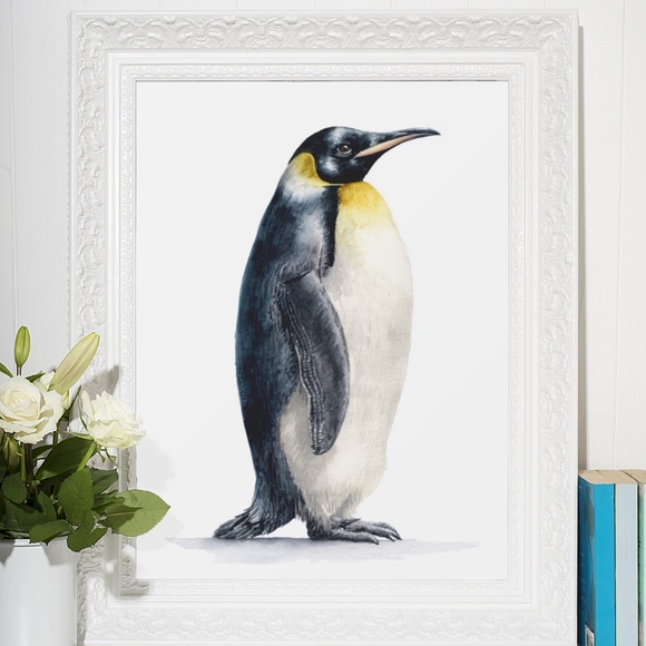 Watercolor Emperor Penguin Portrait Wall Art Print, Unframed - Regal Arctic - Picture 7 of 7